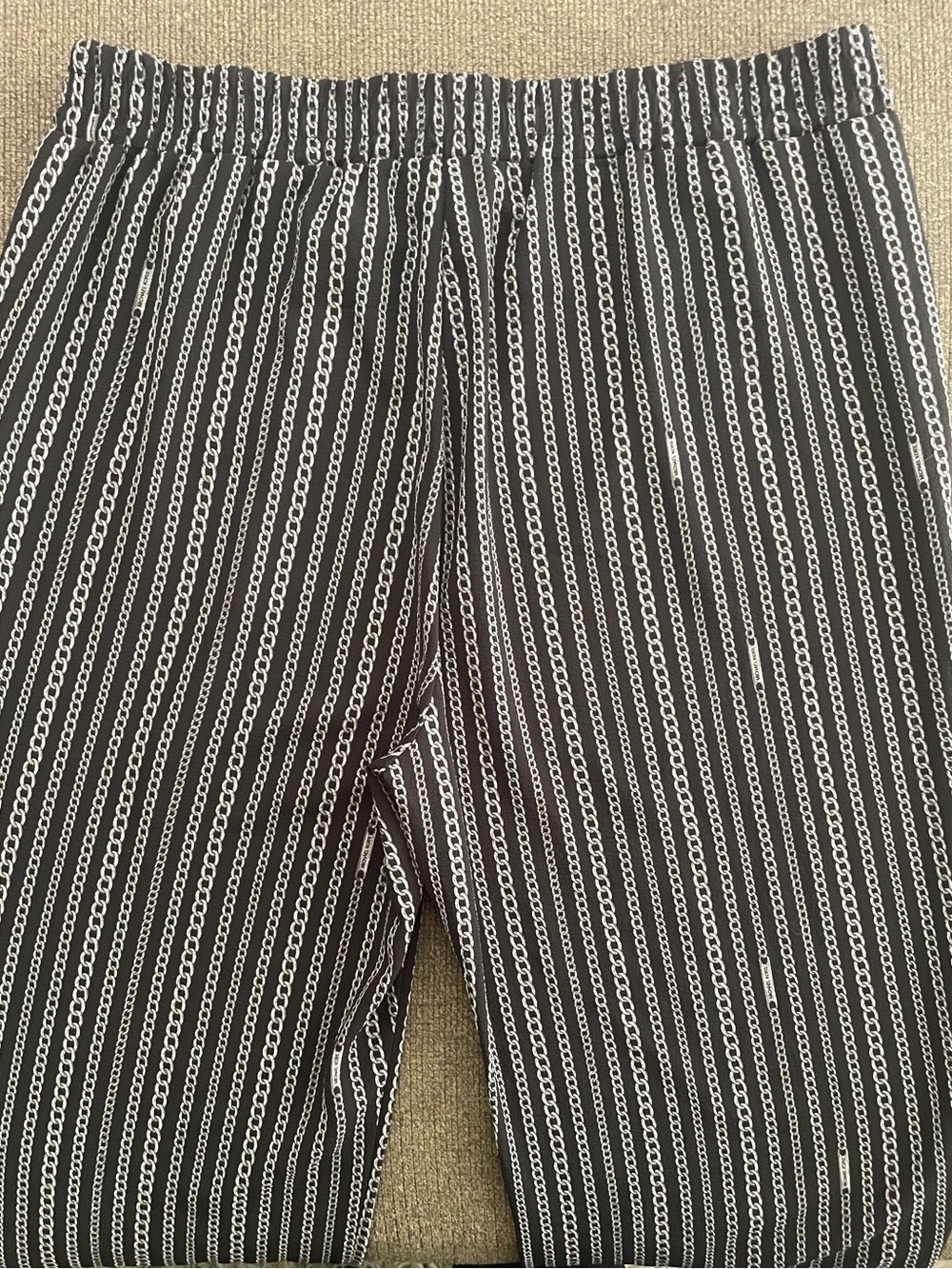 Women’s Michael Kors Pull On Drawstring Chain Link Pants Size L ~ Black/Gray - Picture 5 of 5